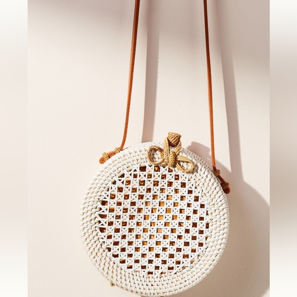 Anthropologie Handbags - Anthropologie Brown Handwoven Round Basket Bag